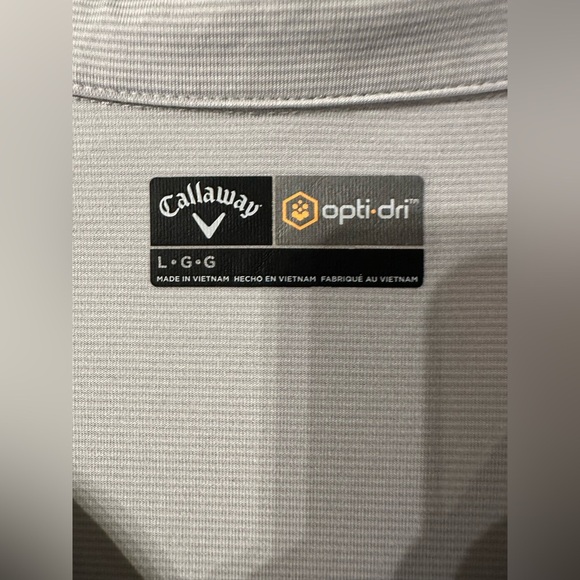 Callaway Golf Polo Shirt Men’s Large Gray White Performance Stripe Short Sleeve - Picture 2 of 7
